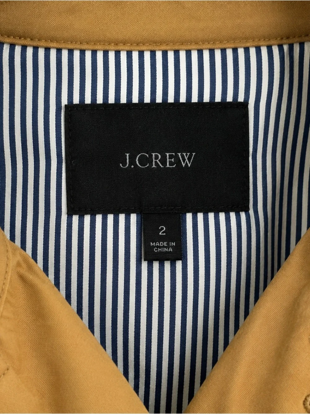 J.Crew Classic Camel Double Breasted Belted Trench Coat Size 2